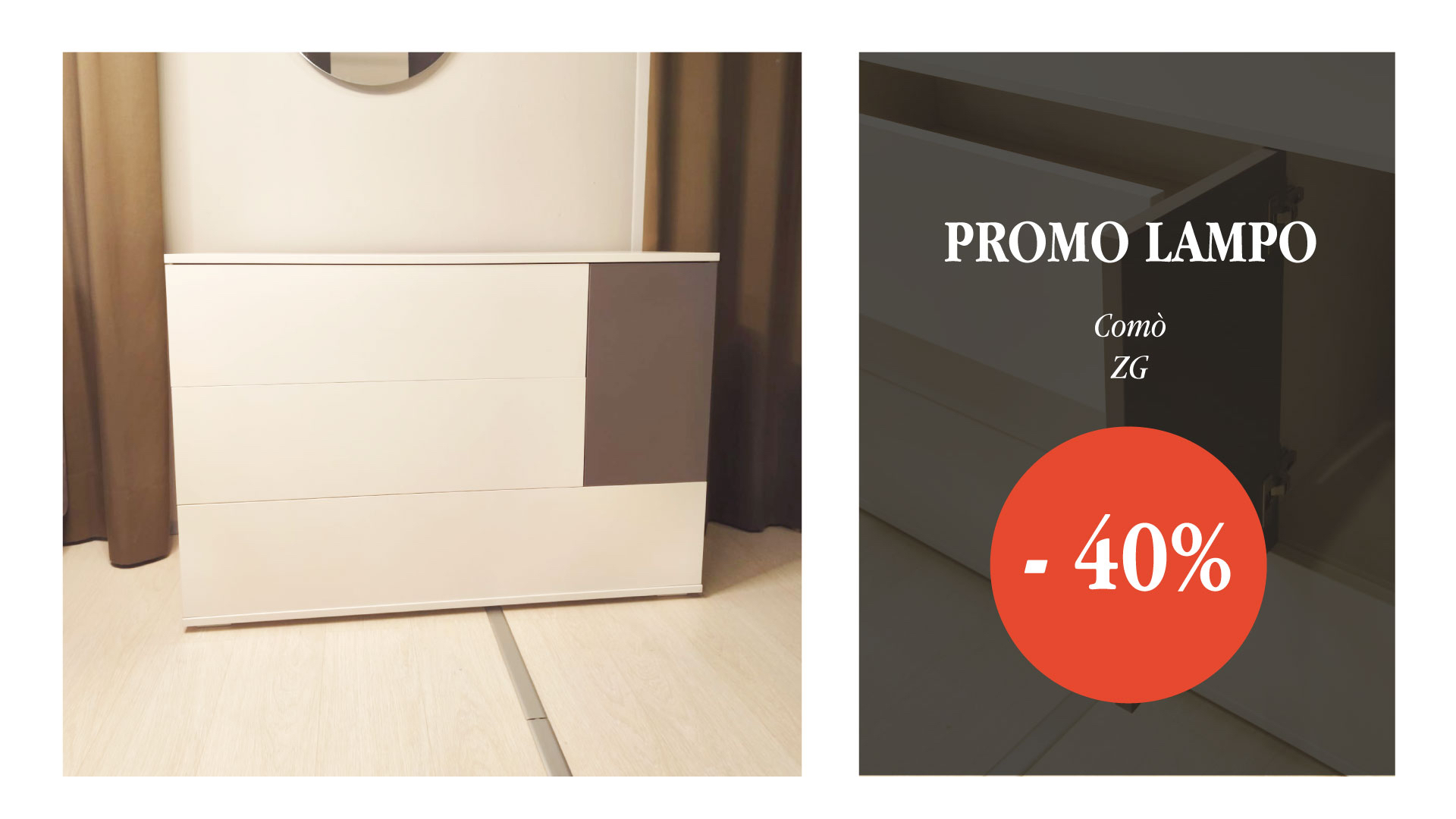 Comò moderno ZG da esposizione in pronta consegna con sconto del 40% presso Mobili Rosin.